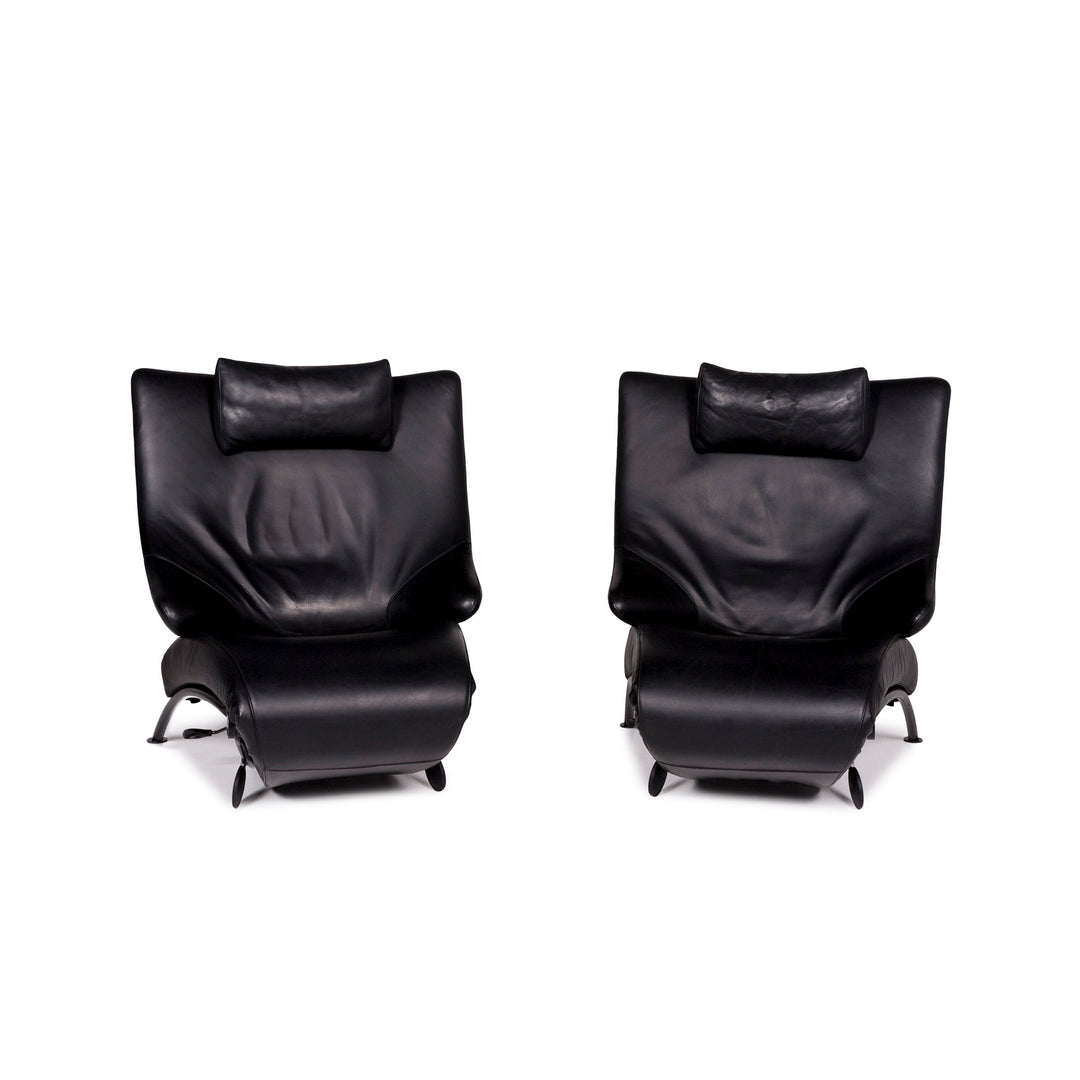 WK Wohnen Solo 699 leather armchair set black 2x armchair function relaxation function #11338