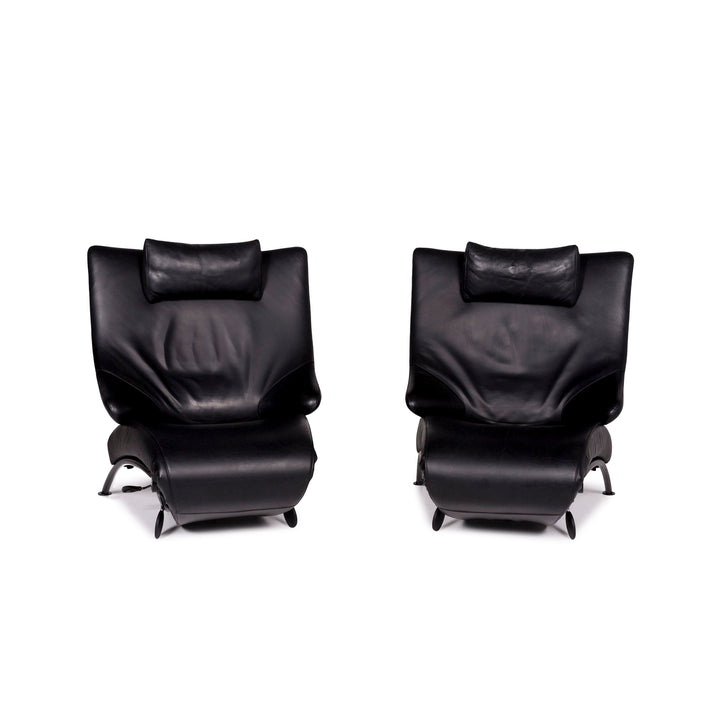 WK Wohnen Solo 699 leather armchair set black 2x armchair function relaxation function #11338