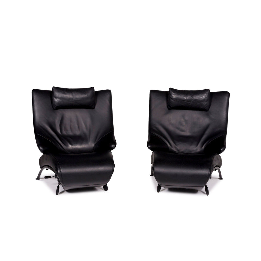 WK Wohnen Solo 699 leather armchair set black 2x armchair function relaxation function #11338