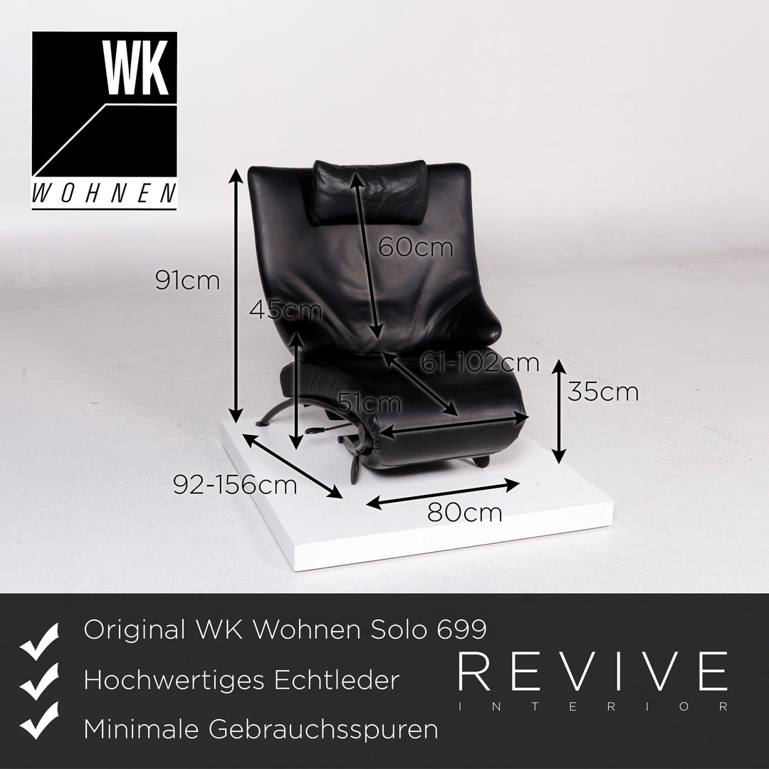 WK Wohnen Solo 699 fauteuil en cuir noir fonction relax fauteuil relax #11339