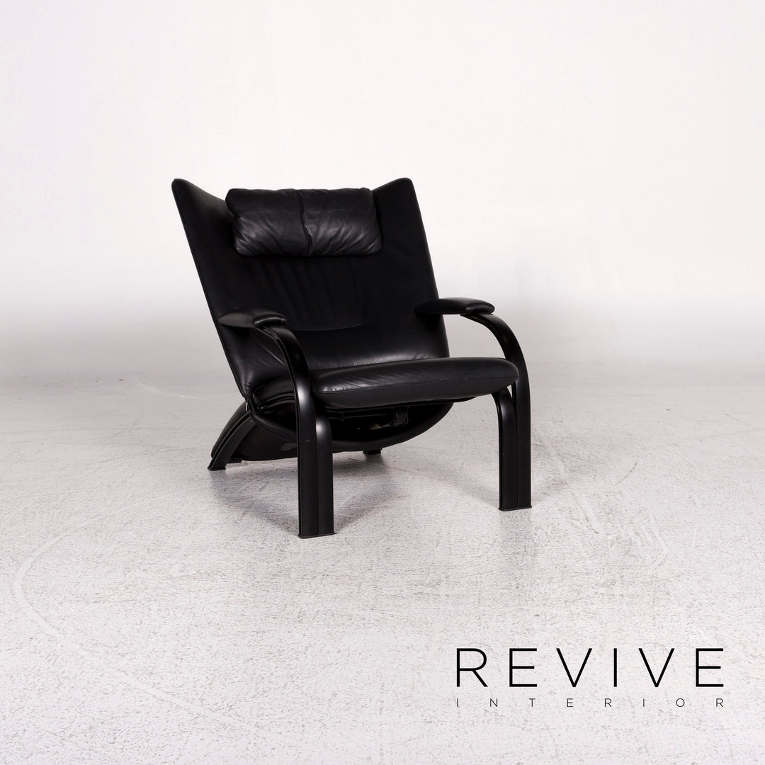 WK Wohnen Spot 698 Ensemble de fauteuils design en cuir noir 2x fauteuils fonction relaxation #10016