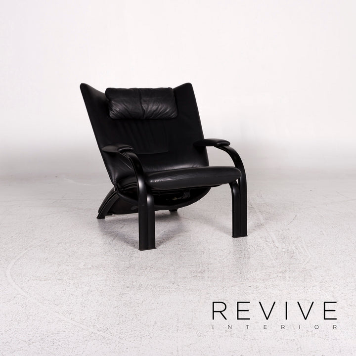 WK Wohnen Spot 698 Ensemble de fauteuils design en cuir noir 2x fauteuils fonction relaxation #10016