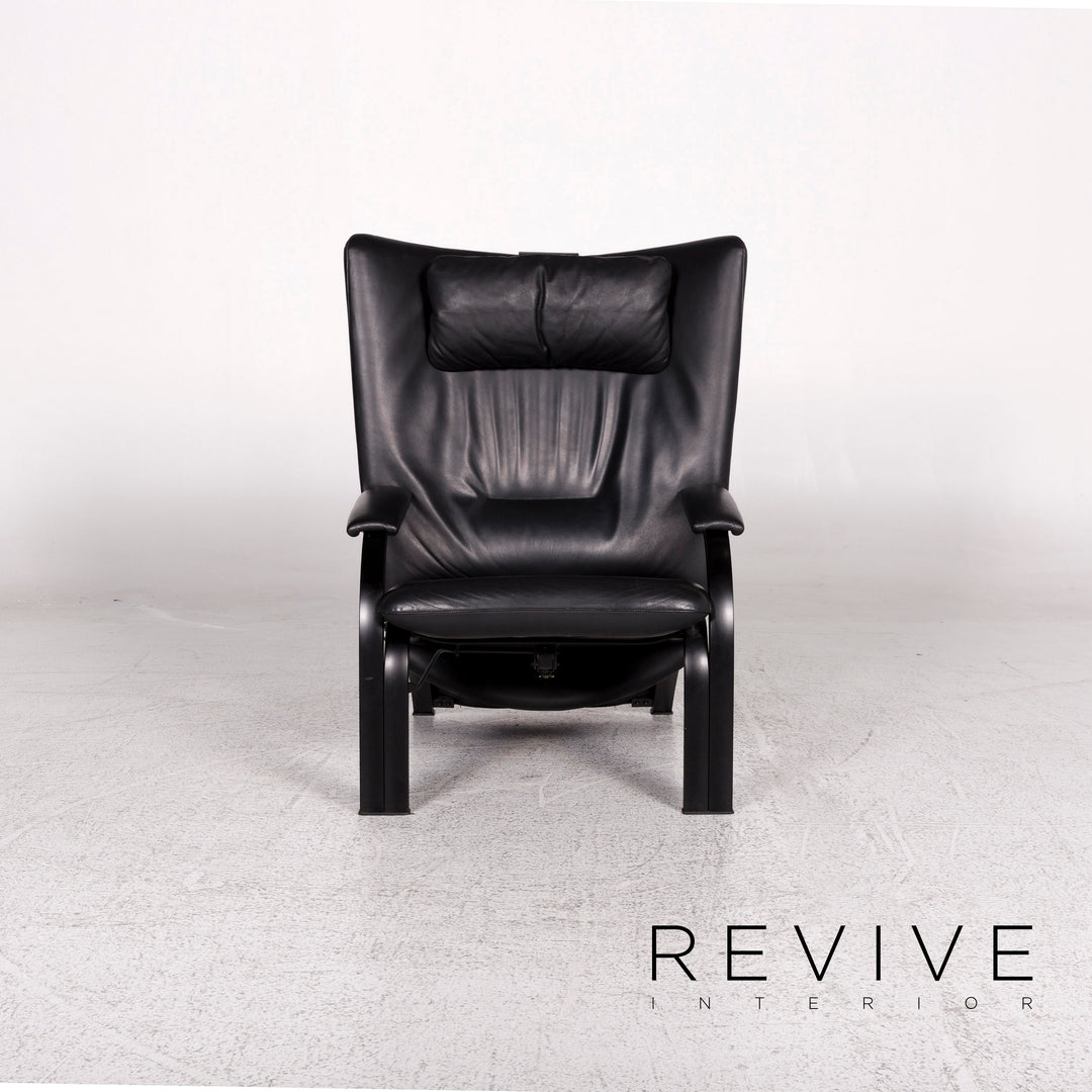WK Wohnen Spot 698 Ensemble de fauteuils design en cuir noir 2x fauteuils fonction relaxation #10016