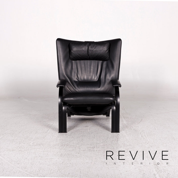 WK Wohnen Spot 698 Ensemble de fauteuils design en cuir noir 2x fauteuils fonction relaxation #10016