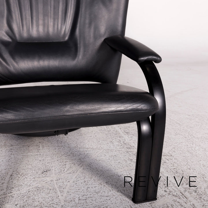 WK Wohnen Spot 698 Ensemble de fauteuils design en cuir noir 2x fauteuils fonction relaxation #10016