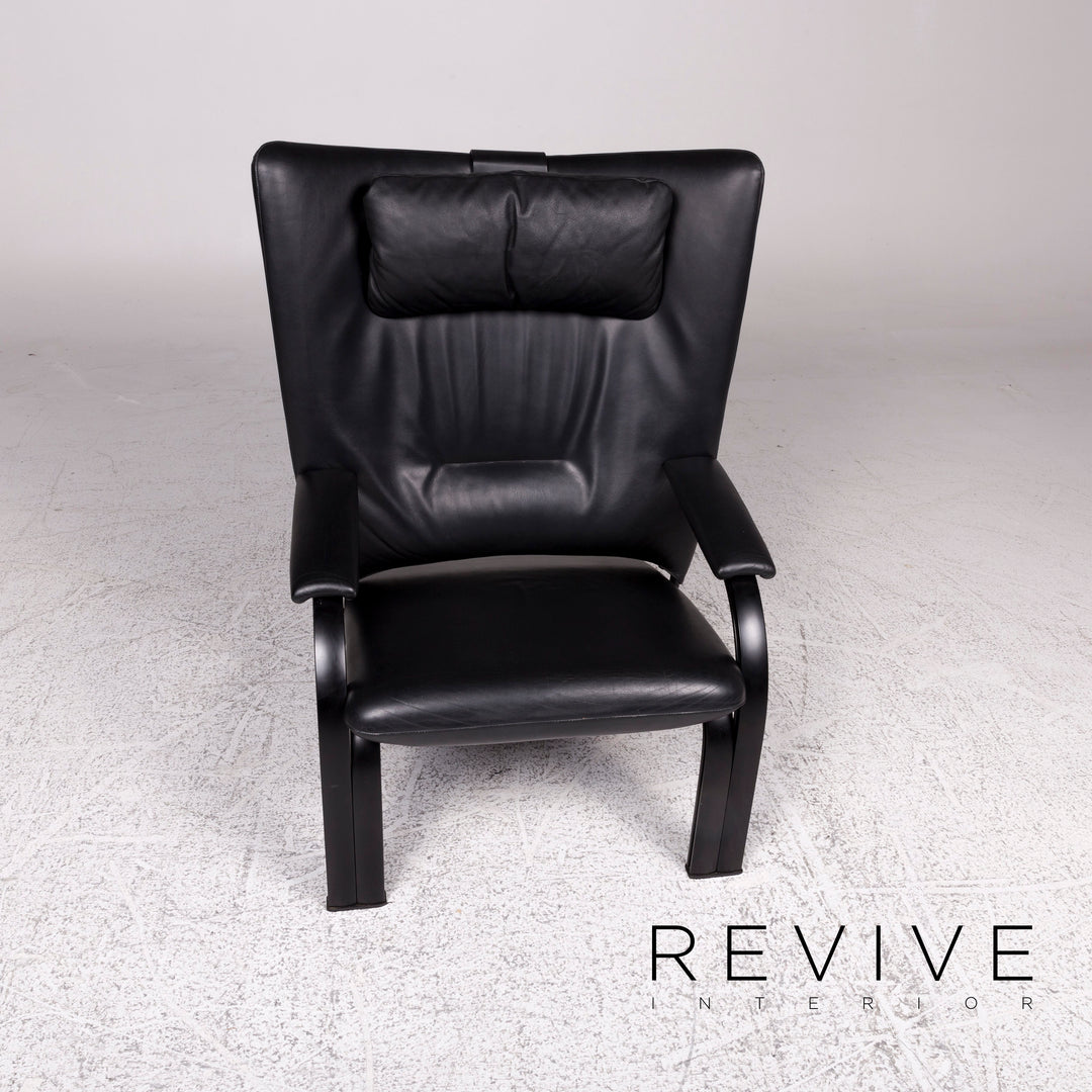 WK Wohnen Spot 698 Ensemble de fauteuils design en cuir noir 2x fauteuils fonction relaxation #10016