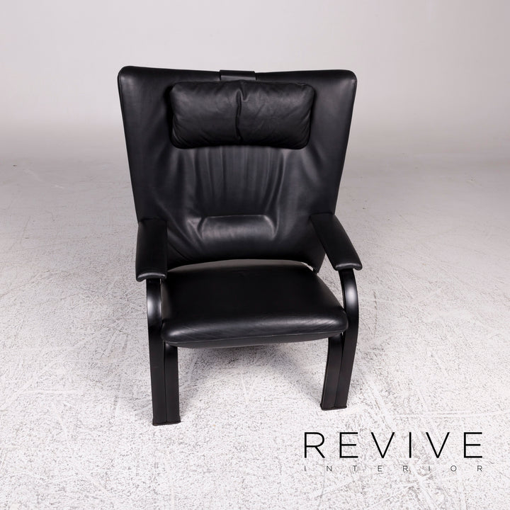 WK Wohnen Spot 698 Ensemble de fauteuils design en cuir noir 2x fauteuils fonction relaxation #10016