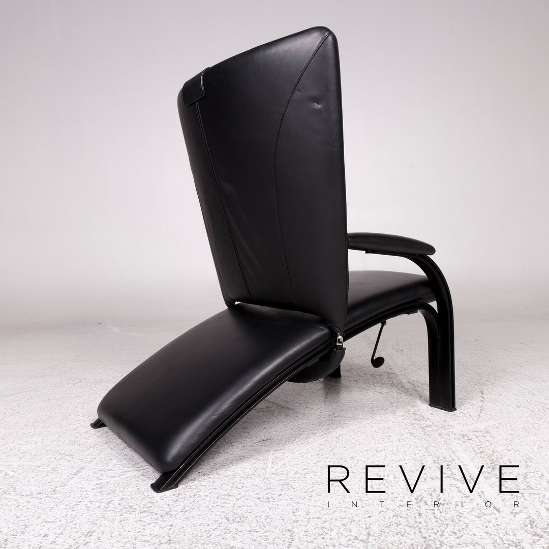 WK Wohnen Spot 698 Ensemble de fauteuils design en cuir noir 2x fauteuils fonction relaxation #10016