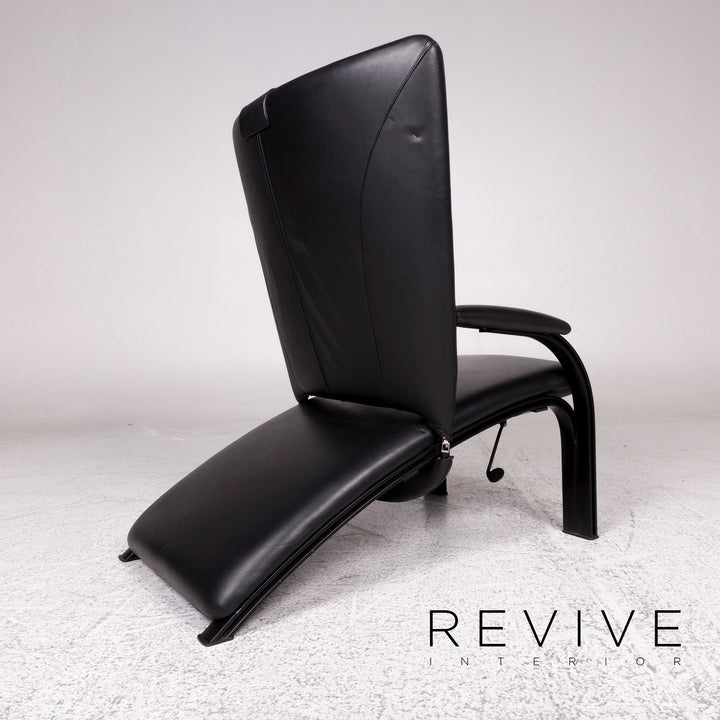 WK Wohnen Spot 698 Ensemble de fauteuils design en cuir noir 2x fauteuils fonction relaxation #10016