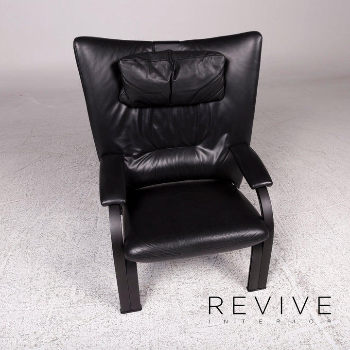 WK Wohnen Spot 698 Ensemble de fauteuils design en cuir noir 2x fauteuils fonction relaxation #10016