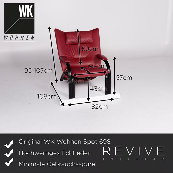 WK Wohnen Spot 698 Leder Sessel Rot #10537