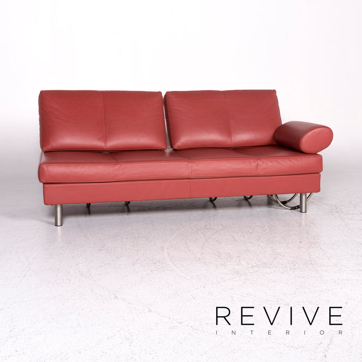 Zanotta Designer Leder Sofa Rot Dreisitzer Couch #9274