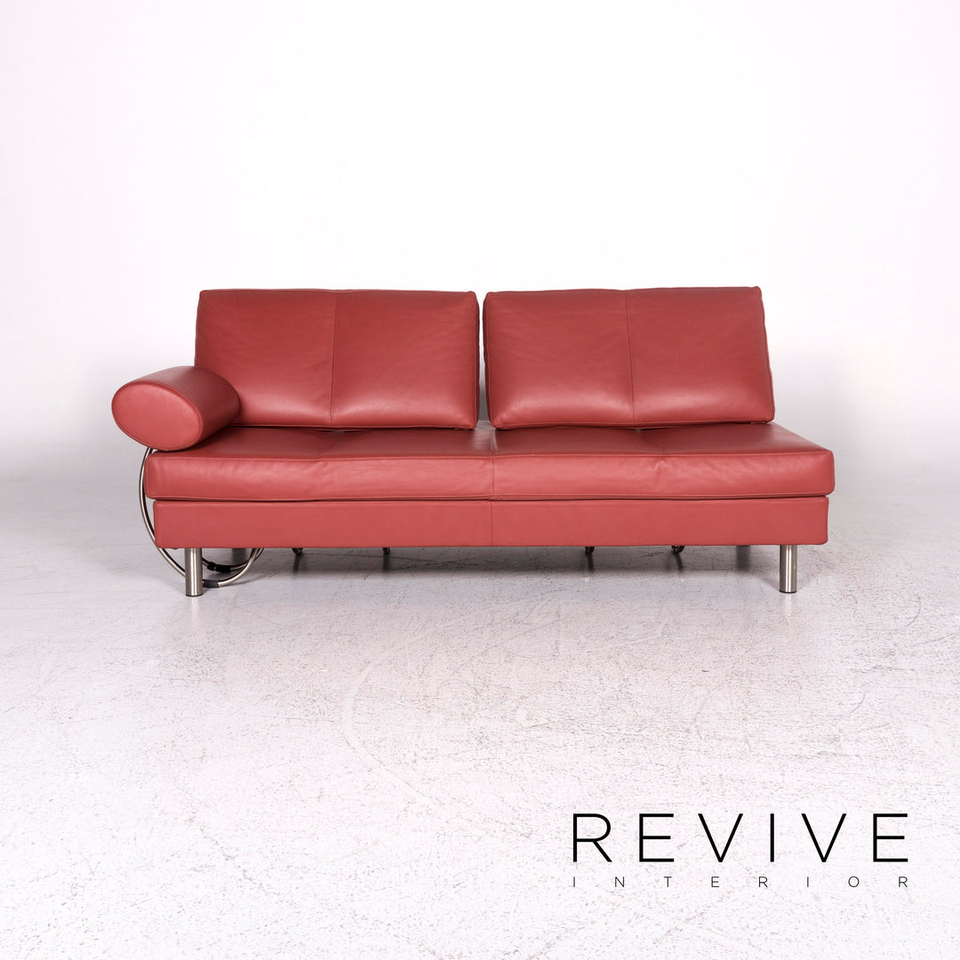 Zanotta Designer Leder Sofa Rot Dreisitzer Couch #9274