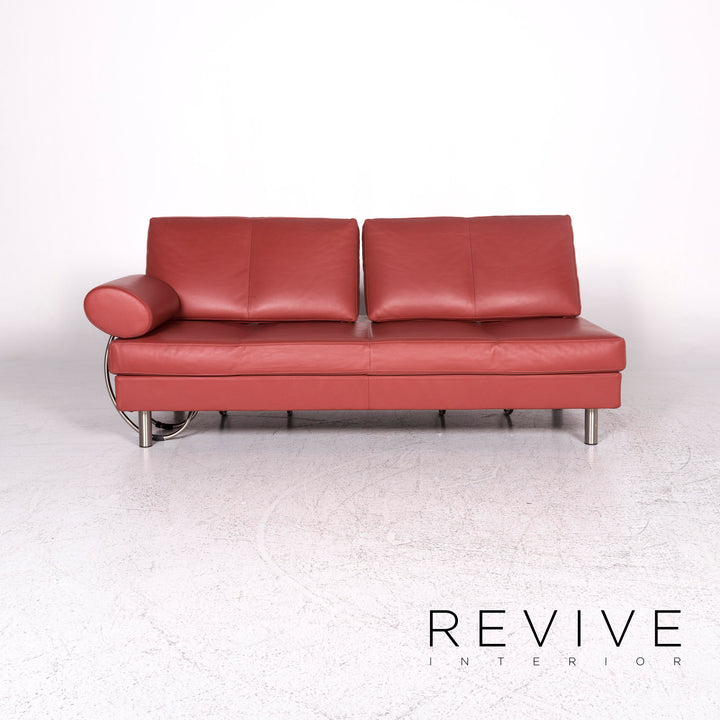 Zanotta Designer Leder Sofa Rot Dreisitzer Couch #9274