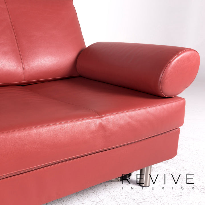 Zanotta Designer Leder Sofa Rot Dreisitzer Couch #9274