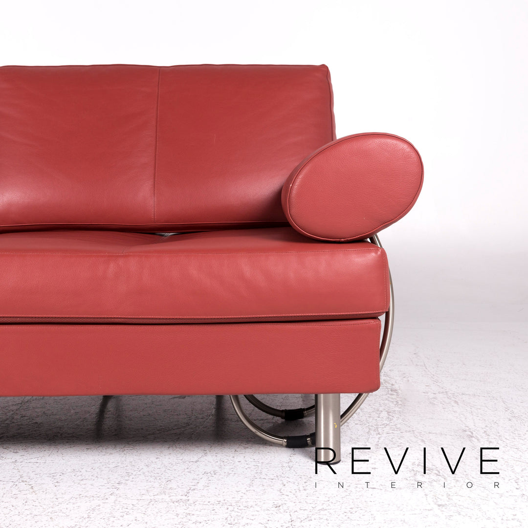 Zanotta Designer Leder Sofa Rot Dreisitzer Couch #9274