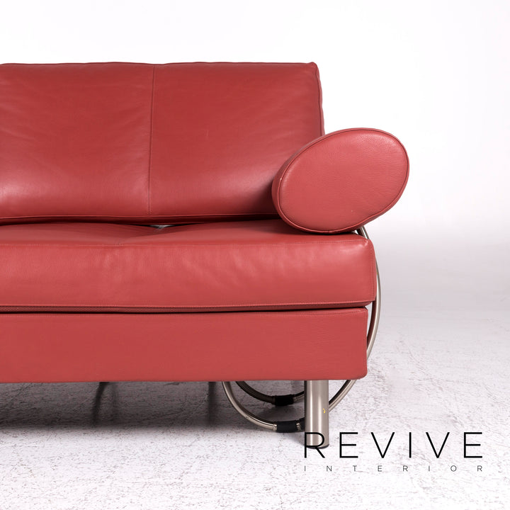 Zanotta Designer Leder Sofa Rot Dreisitzer Couch #9274