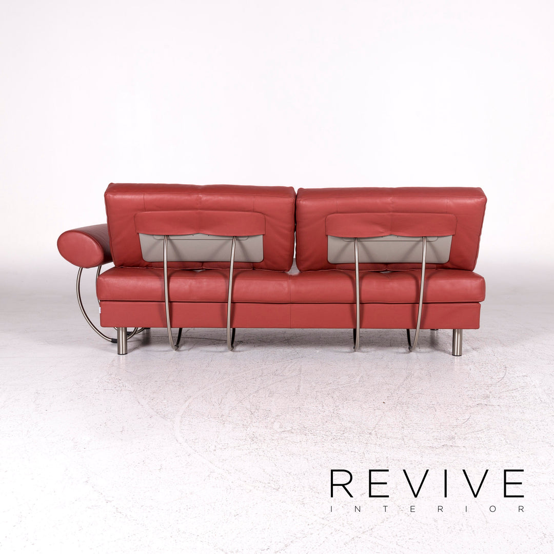 Zanotta Designer Leder Sofa Rot Dreisitzer Couch #9274