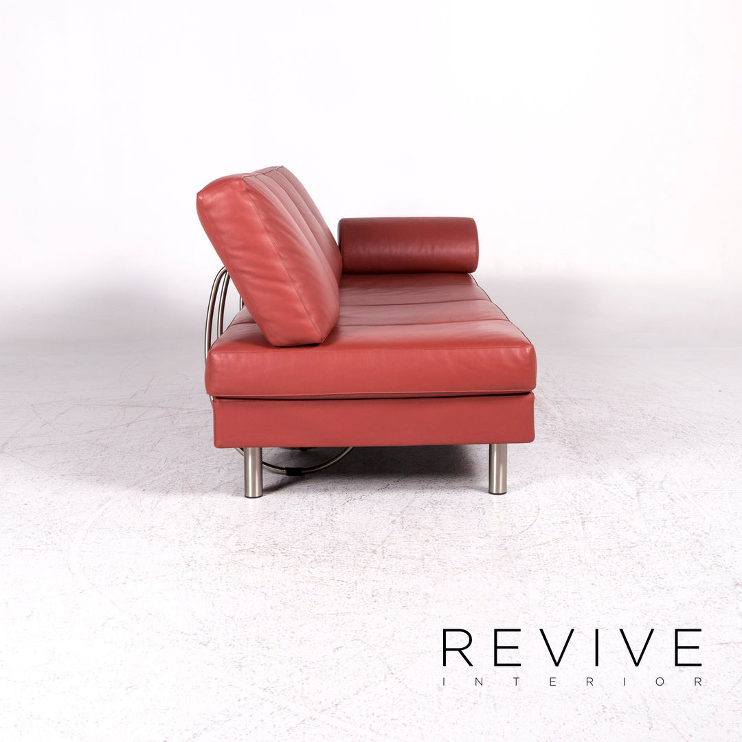 Zanotta Designer Leder Sofa Rot Dreisitzer Couch #9274