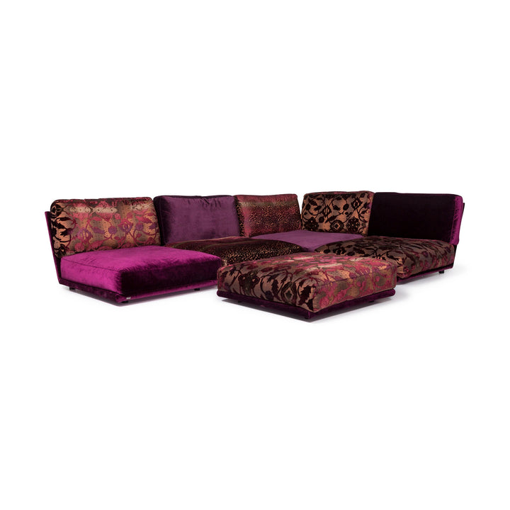 Bretz Napali Samt Stoff Ecksofa Lila Muster #9083