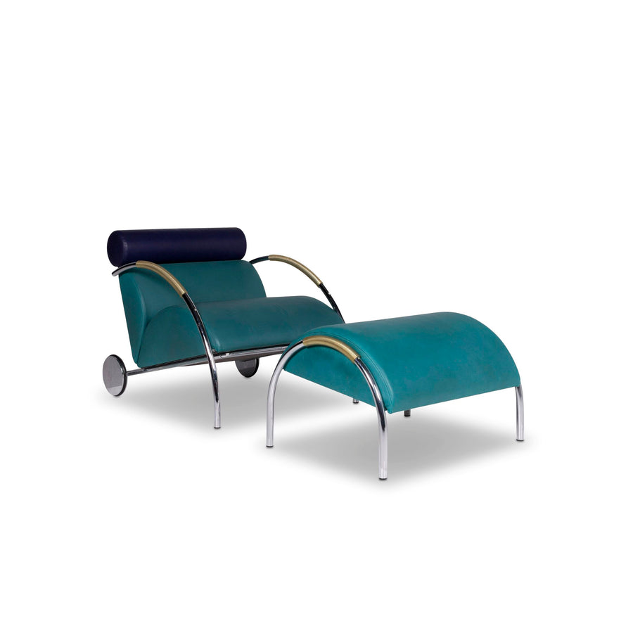 Fauteuil en cuir design Cor Cycle par Peter Maly Tabouret de fauteuil turquoise #10512