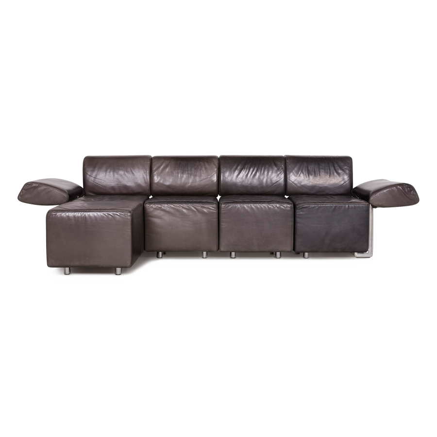 COR Trio canapé en cuir design noir canapé trois places en cuir véritable #7543