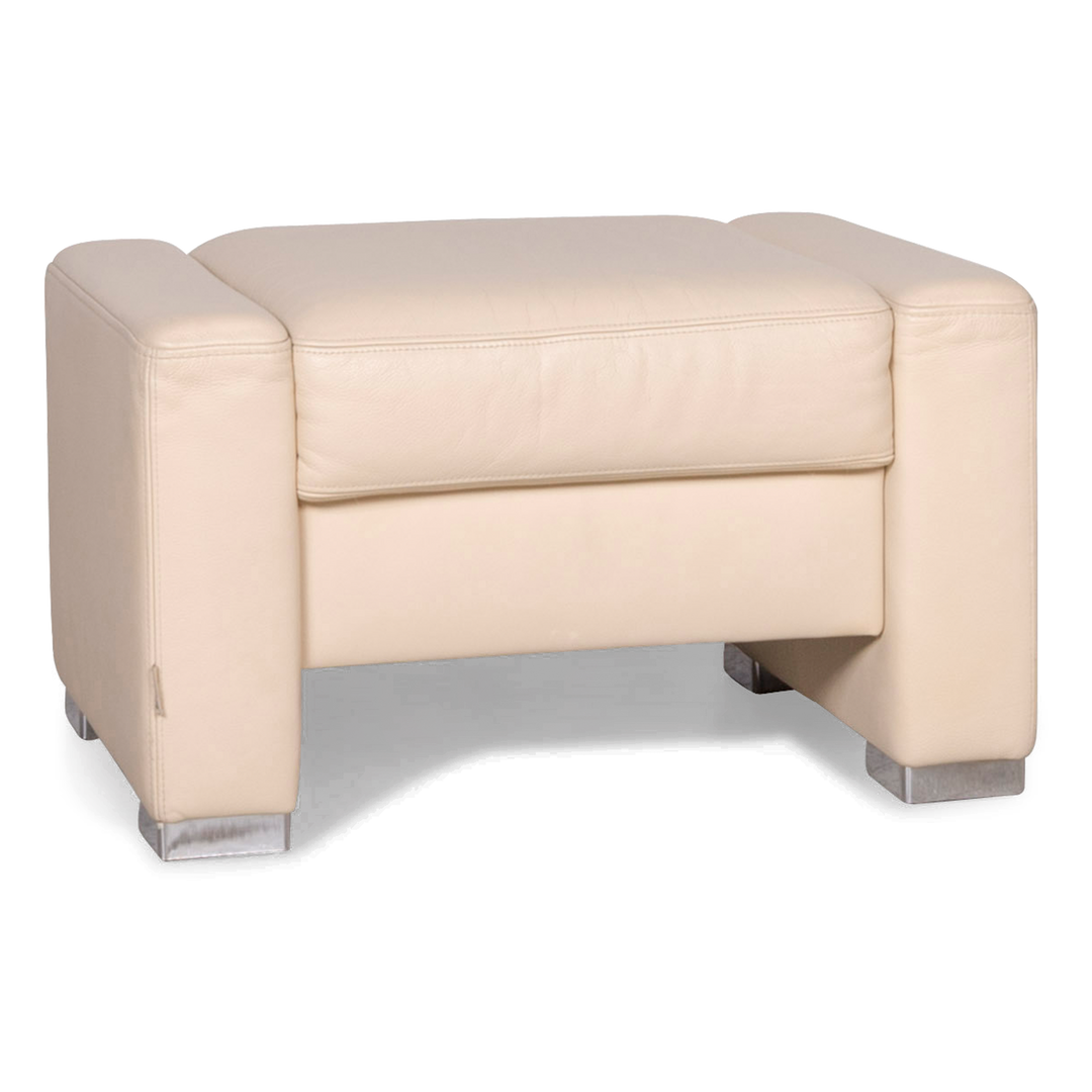 Brühl Designer Leder Hocker Beige Echtleder #8264