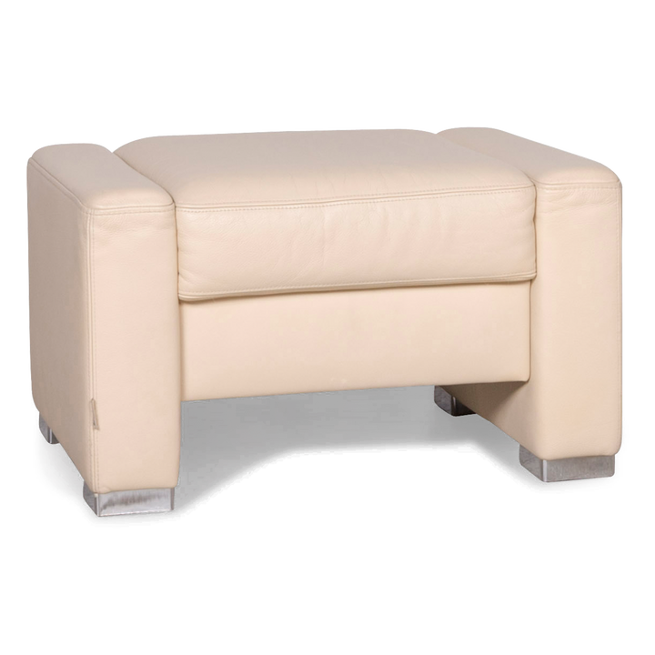 Brühl Designer Leder Hocker Beige Echtleder #8264