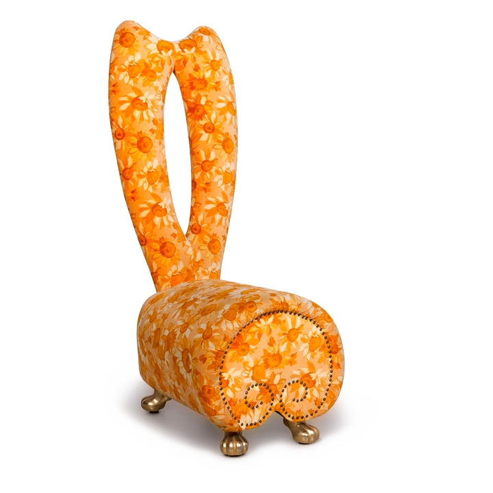 Bretz Designer Stoff Sessel Orange Gelb Stuhl #8098