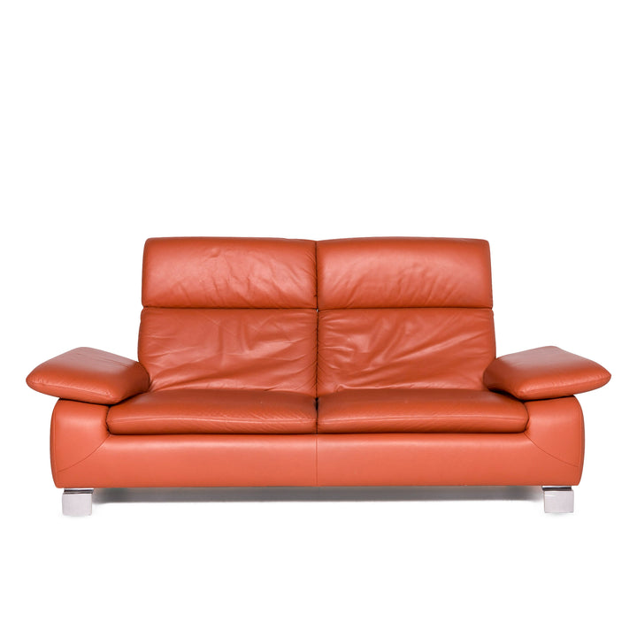 Ewald Schillig Designer Leder Sofa Orange Dreisitzer Couch #8838