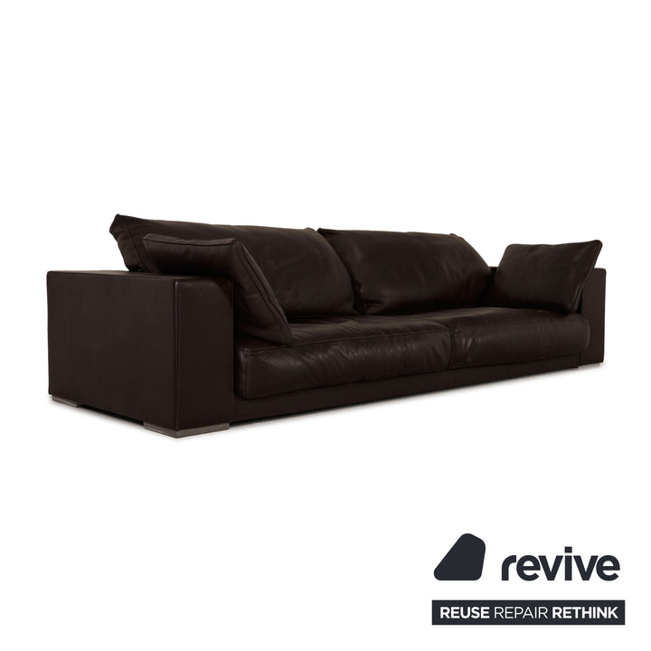 Baxter Budapest Canapé en Cuir Marron Canapé Quatre Places