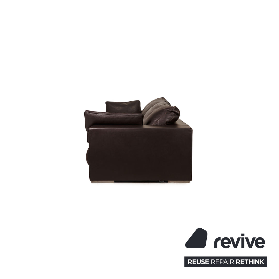 Baxter Budapest Canapé en Cuir Marron Canapé Quatre Places