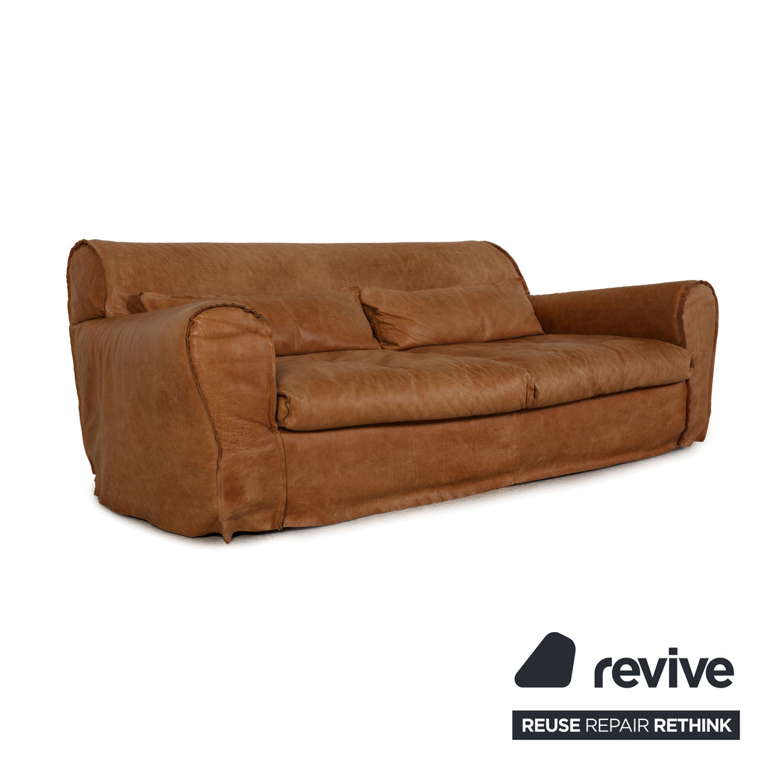 Baxter Housse Old Shabby Leder Braun Sofa Couch