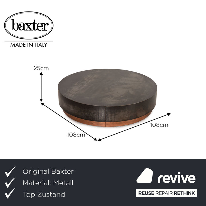 Baxter Loren table basse en métal fer argenté et cuivre