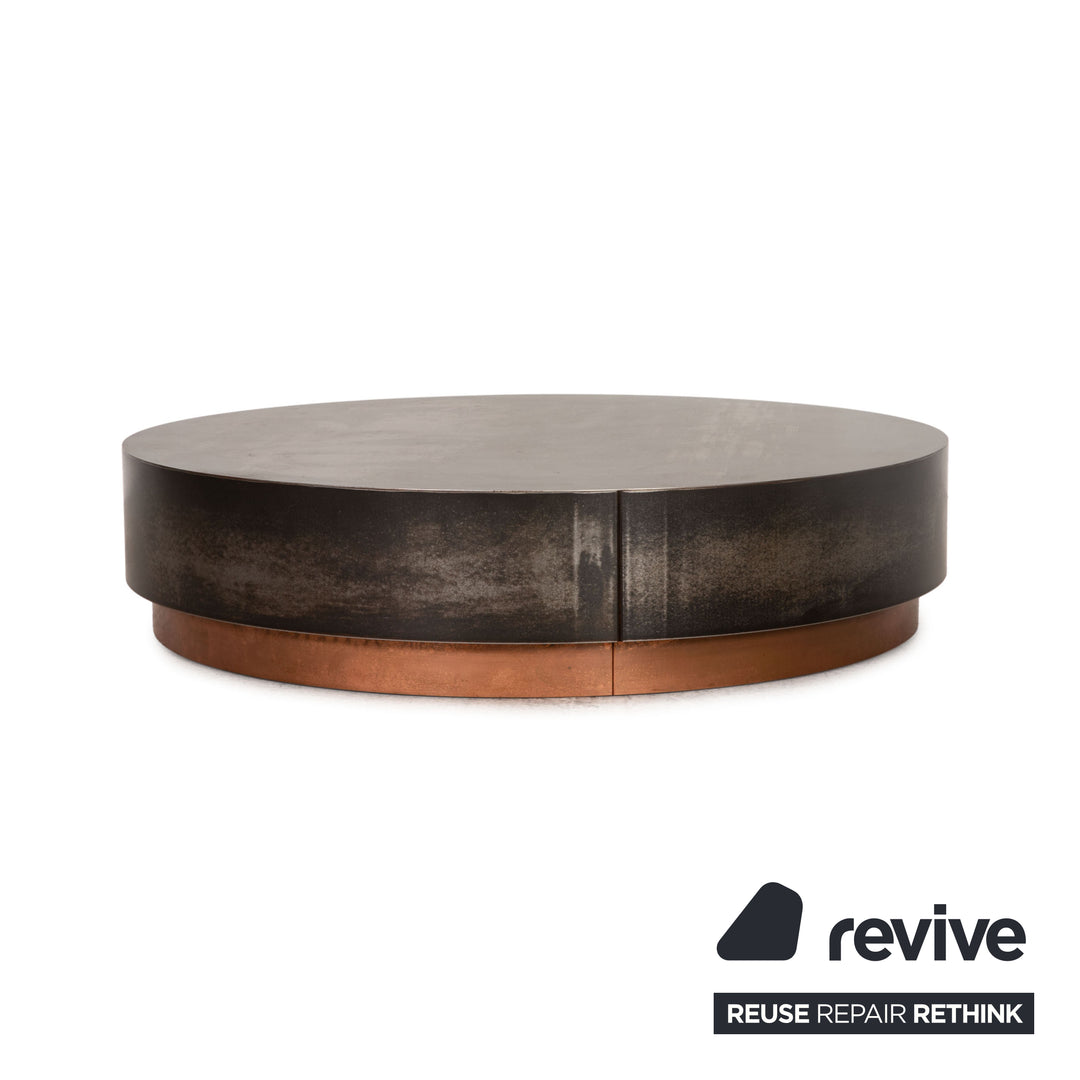 Baxter Loren table basse en métal fer argenté et cuivre