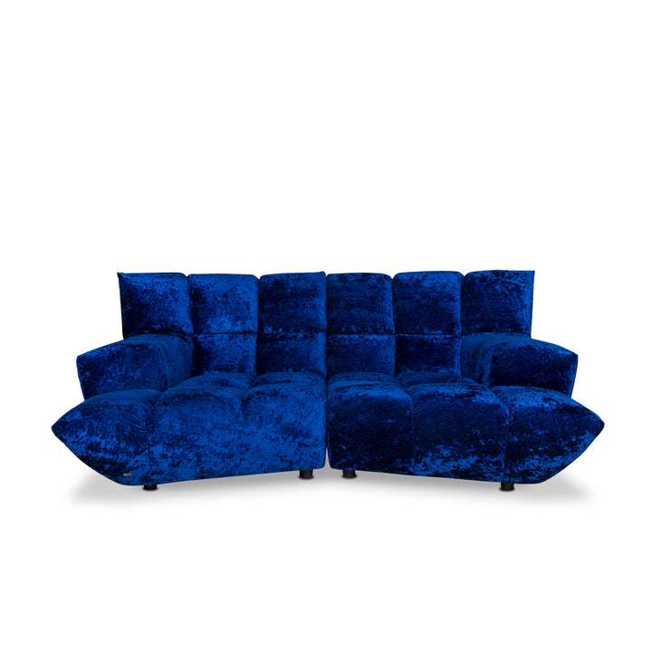 Bretz Cloud 7 Samt Stoff Sofa Blau Zweisitzer Couch #9811