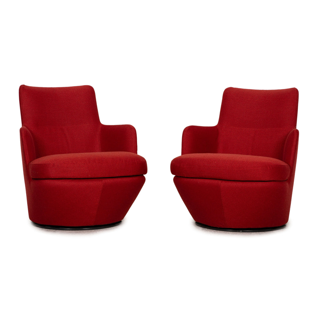 Bensen Lo Turn ensemble de fauteuils en tissu rouge fonction pivotante