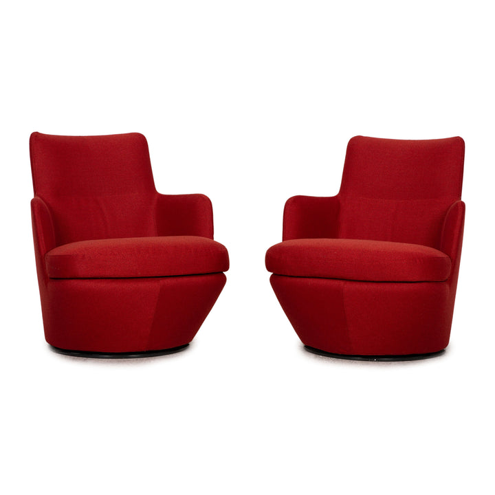 Bensen Lo Turn ensemble de fauteuils en tissu rouge fonction pivotante