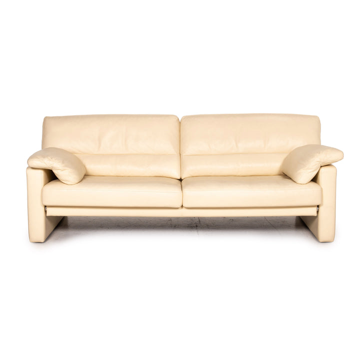 Bielefelder Werkstätten Leder Sofa Creme Dreisitzer Couch