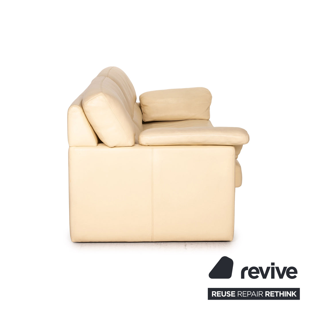 Bielefelder Werkstätten Leder Sofa Creme Dreisitzer Couch