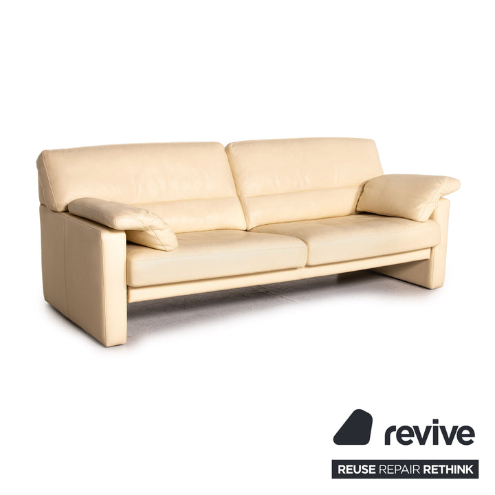 Bielefelder Werkstätten Leder Sofa Creme Dreisitzer Couch