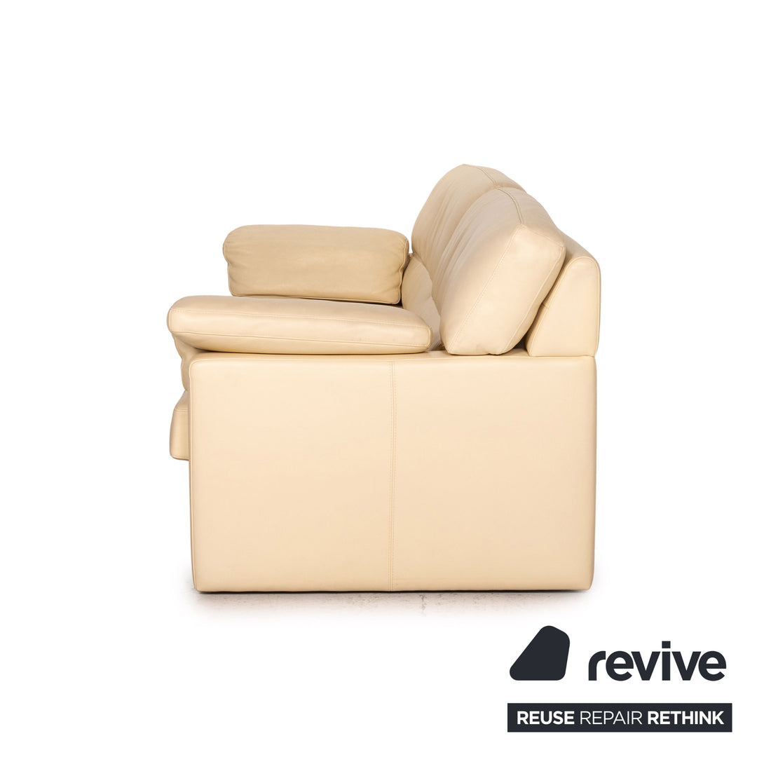 Bielefelder Werkstätten Leder Sofa Creme Dreisitzer Couch