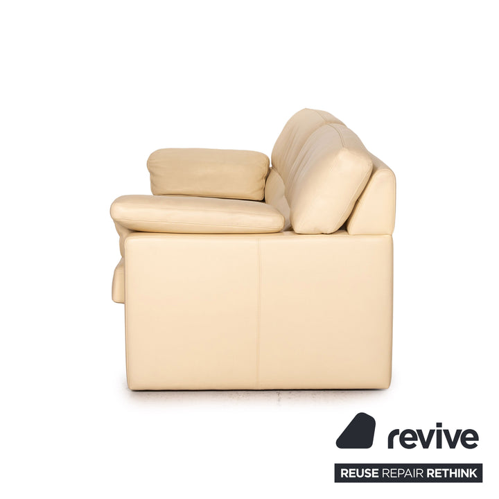 Bielefelder Werkstätten Leder Sofa Creme Dreisitzer Couch