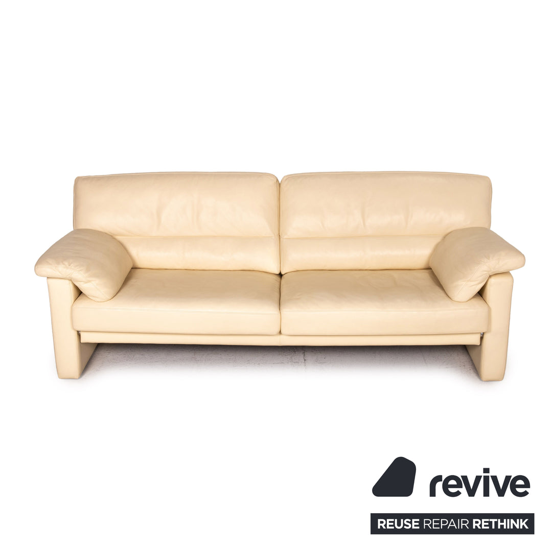 Bielefelder Werkstätten Leder Sofa Creme Dreisitzer Couch