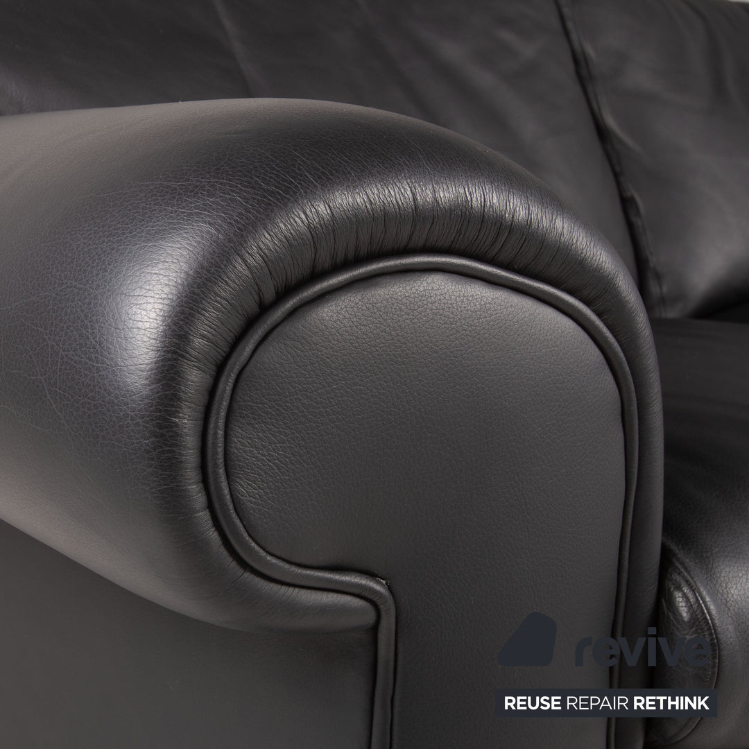 Bielefelder Werkstätten Leder Sofa Schwarz Zweisitzer Couch