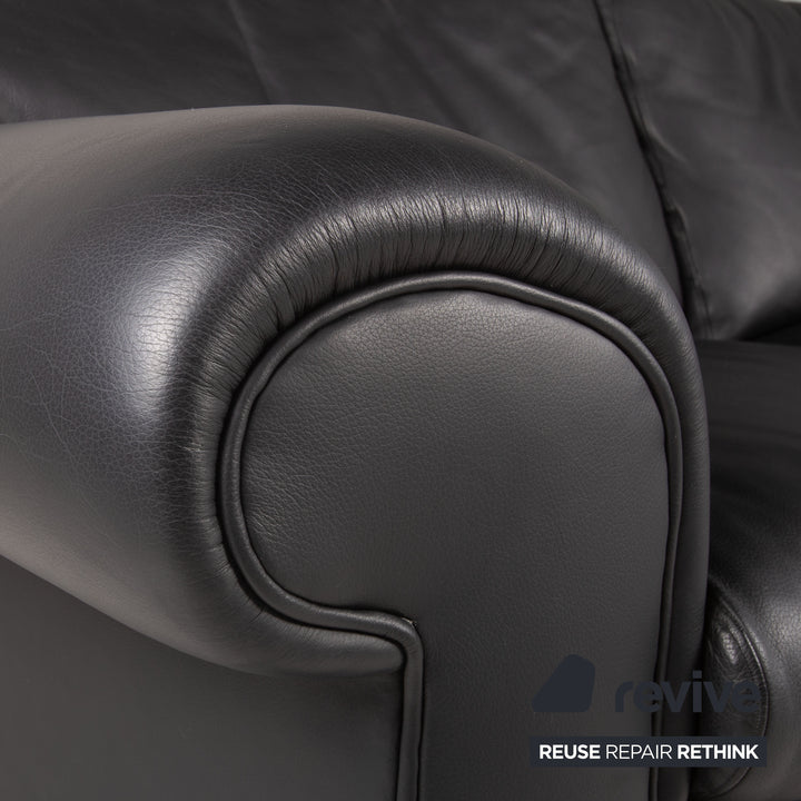 Bielefelder Werkstätten Leder Sofa Schwarz Zweisitzer Couch
