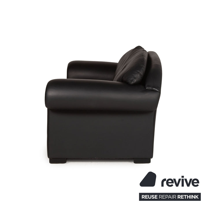 Bielefelder Werkstätten Leder Sofa Schwarz Zweisitzer Couch