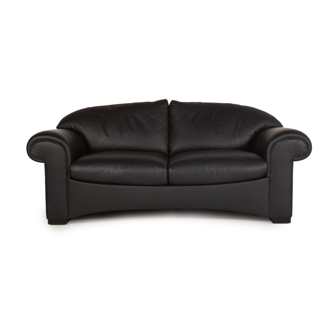 Bielefelder Werkstätten Leder Sofa Schwarz Zweisitzer Couch