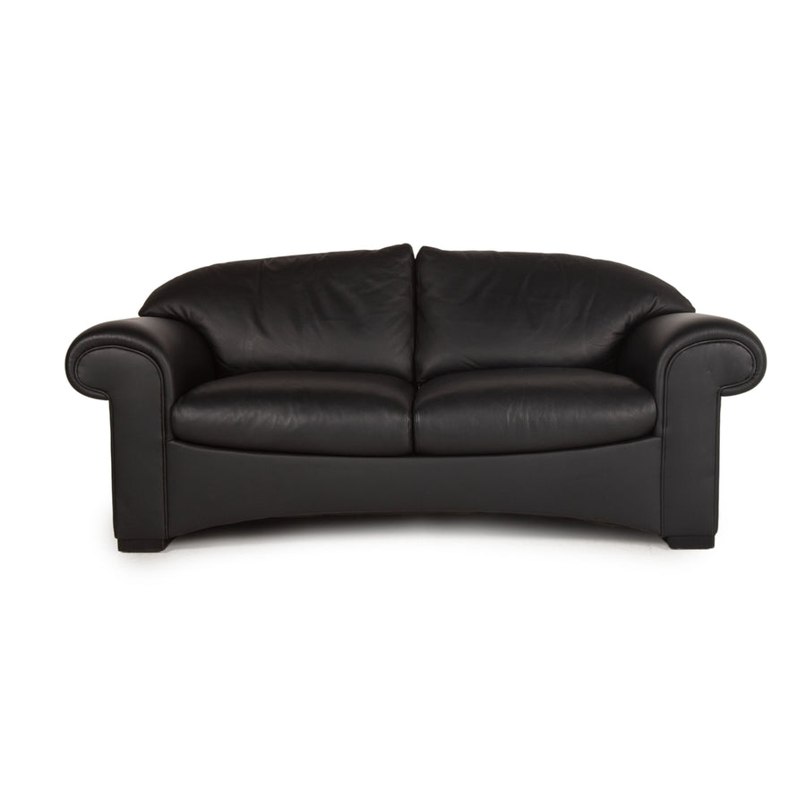 Bielefelder Werkstätten Leder Sofa Schwarz Zweisitzer Couch
