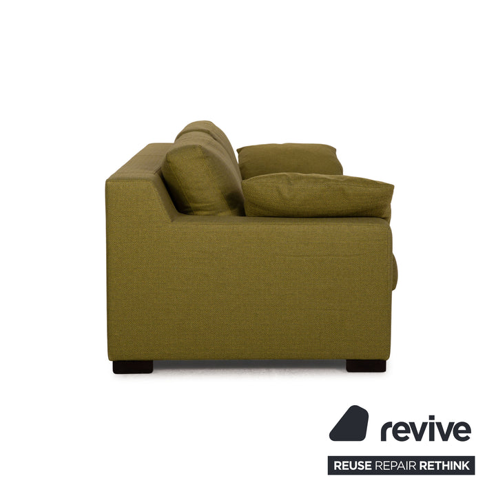 Bielefelder Werkstätten Stoff Sofa Garnitur Olivgrün Dreisitzer Hocker
